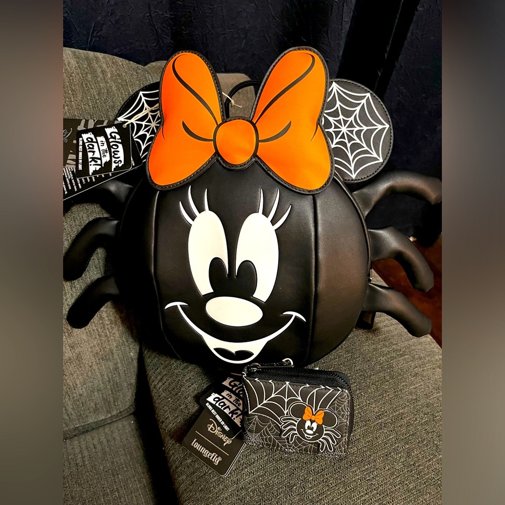COPY - New Disney Loungefly Minnie Mouse Spider Halloween Backpack and Wallet S…